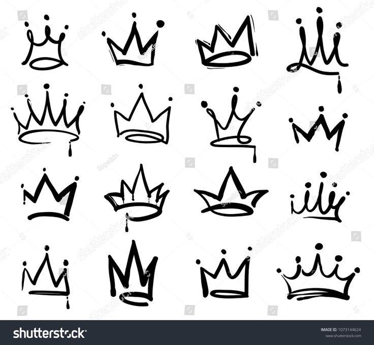 various crowns drawn in black ink on white paper