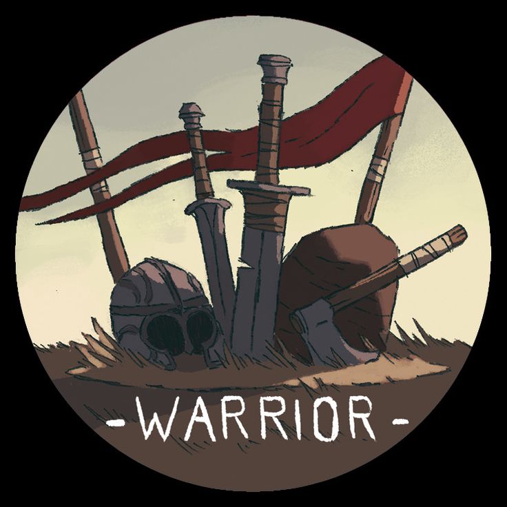 an image of a sticker with the word warrior on it and two swords sticking out of them