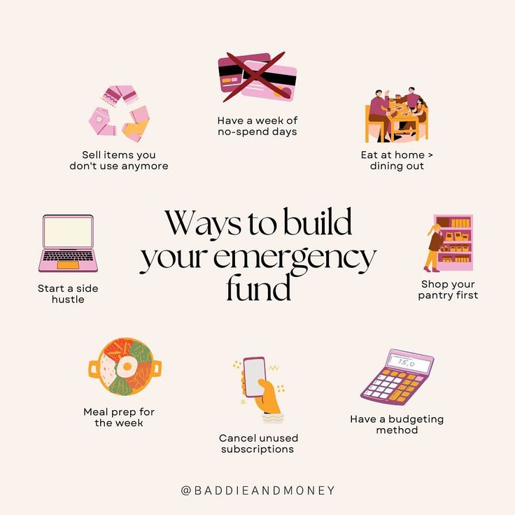 a poster with the words, ways to build your emergency fund and other things on it