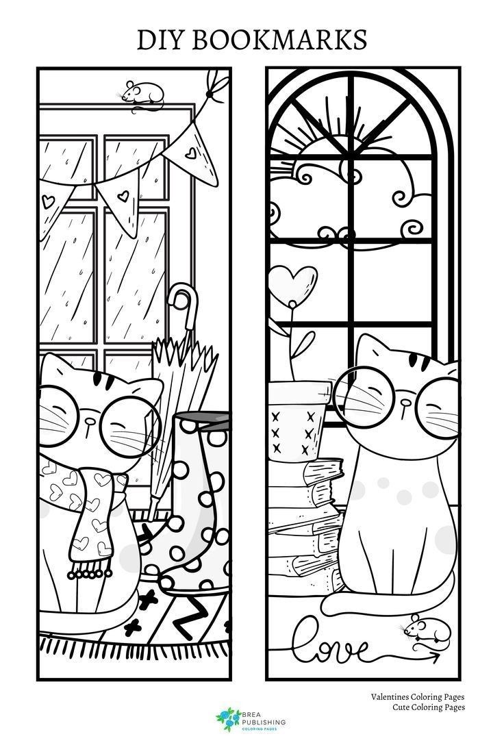 two bookmarks with cats in the window