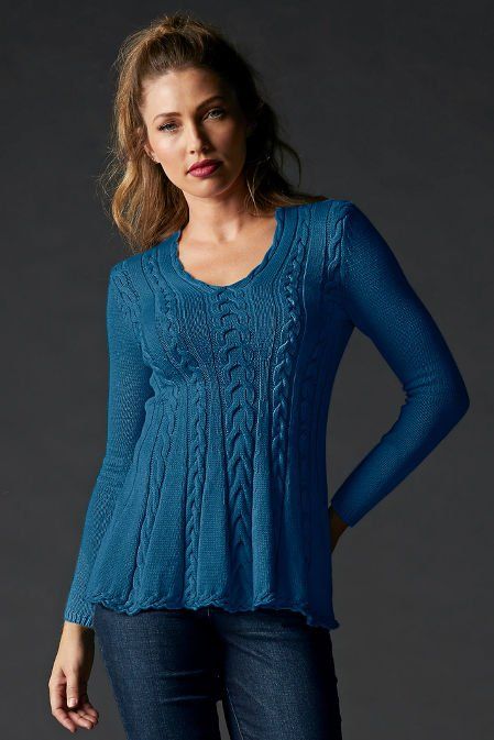 Cable A-Line Sweater | So figure-flattering in an easy peplum silhouette, our cable A-line pullover sweater is everyday-approved for comfortable, casual looks. Fall Sweaters For Women, Perfect Fall Outfit, Chic Sweaters, Sweater Collection, Cardigan Outfits, How To Stretch Boots, Boston Proper, New Clothes, Fall Shopping