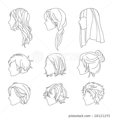 different hairstyles for men and women in black and white stock photo - image