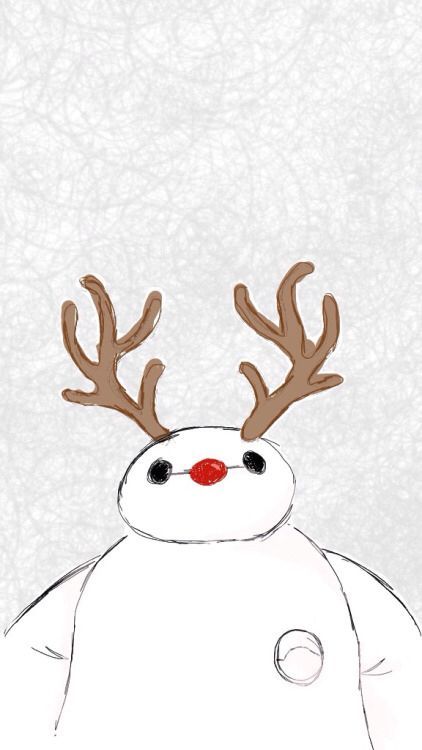 a drawing of a snowman with reindeer antlers on his head