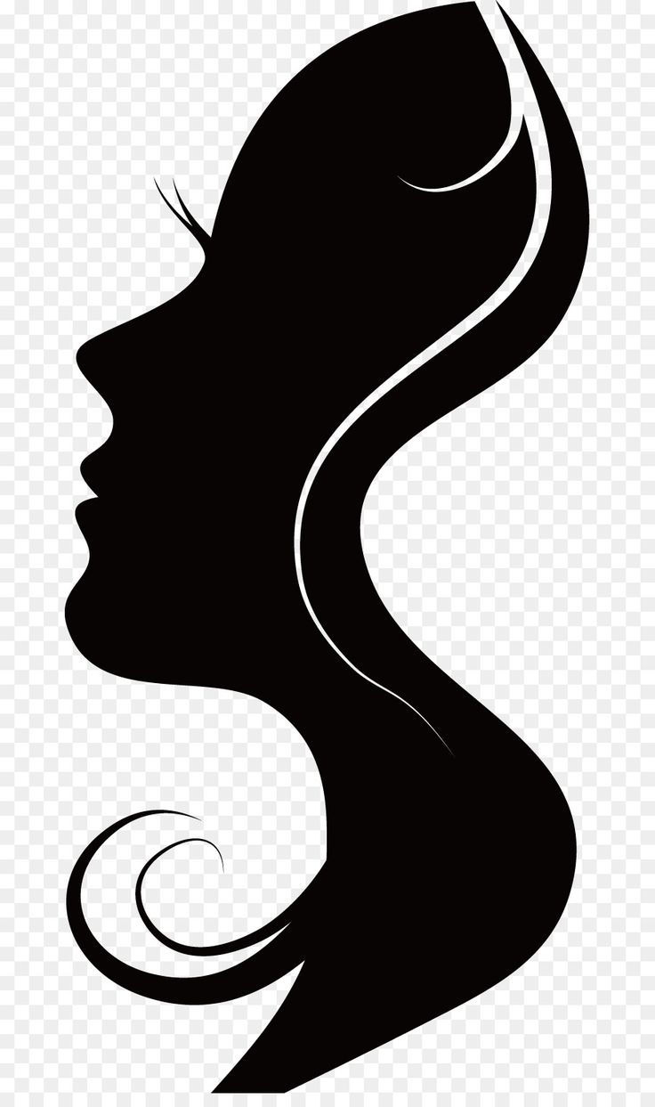 the silhouette of a woman's head with long hair