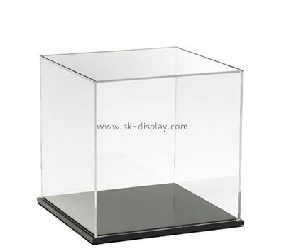 an empty glass display case on a white background