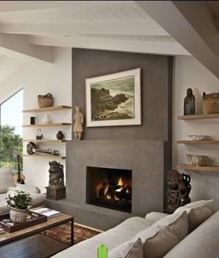 a living room filled with furniture and a fire place