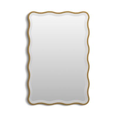 a white and gold framed mirror with an ornate border around the edges, on a white background