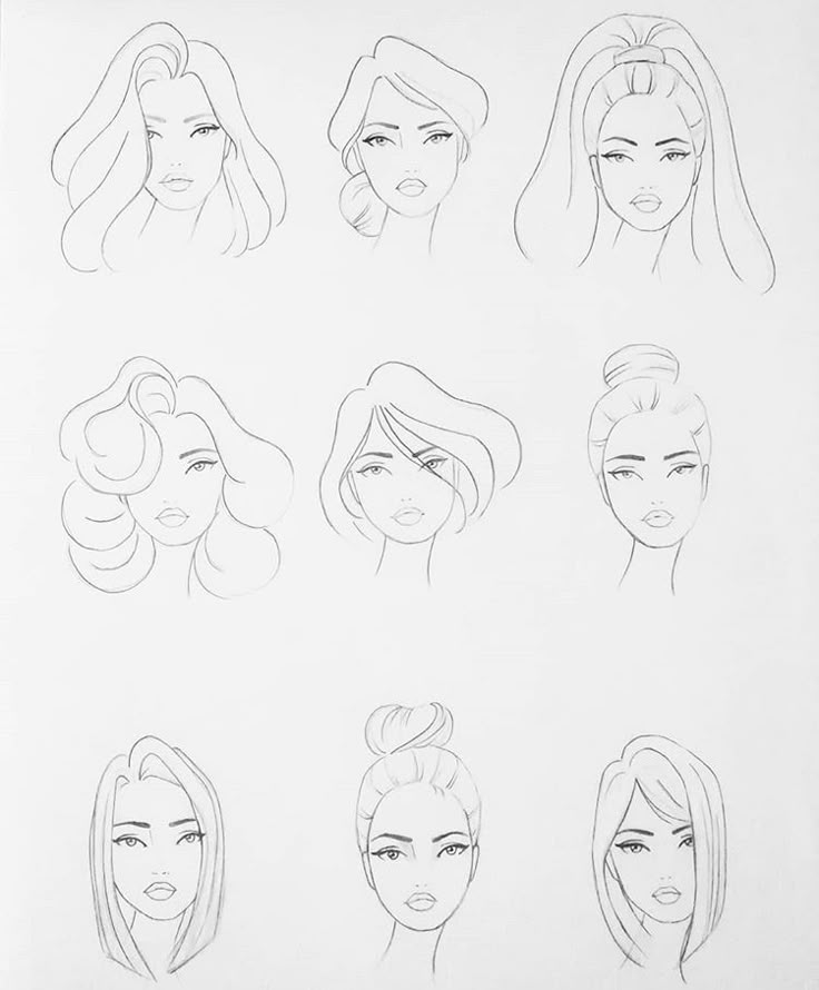 six different types of hair are shown in this drawing