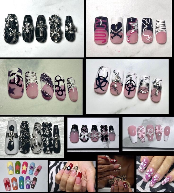 CUSTOM PRESS ON NAILS Hi!! I make custom press on nails of whatever you want. All of my nails are 100% handmade, and are sturdy and reliable.  Most sets are $20-45 depending on difficultly and add ons  To order: 1. Message me on Etsy a picture of what you're looking for, I'll let you know if I can do it  2. I'll make a listing of the nails for you 3. You buy the listing, and I start to make the nails 4. I ship the nails out  5. If you're not happy with the nails, you can return them !! No glue included 200s Nails, Nails No Acrylic, Fnaf Nails, Bio Hazard, Custom Press On Nails, Punk Nails, Hard Nails, Diy Acrylic Nails, Anime Nails