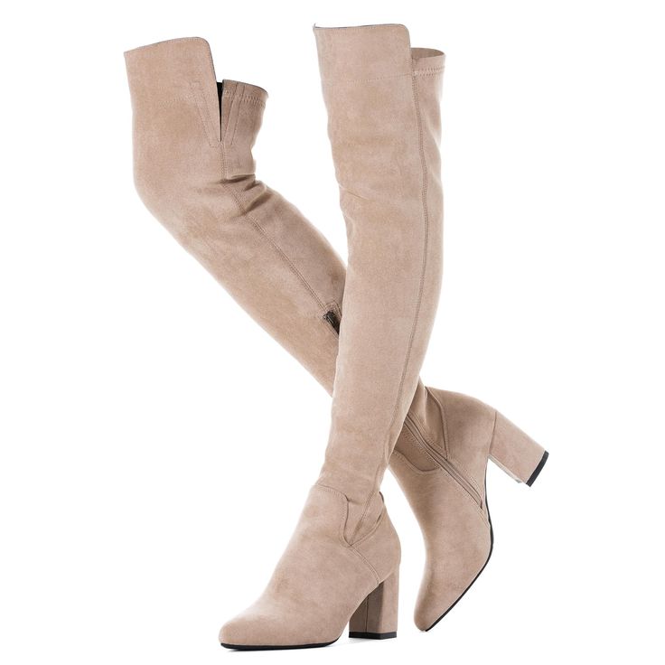 PRICES MAY VARY. Low Heel Over The Knee Boots: Boots Use New wedge square heels,special design for ladies who can not stand on stiletto Block Heel Over The Knee Boots: the boots ware comfortable like flats,fit running and long time walking. Heel high: 2 IN. The style is decidedly more relaxed than the heeled variety but can still have a high-impact effect on your outfit. Styles that are very flat and finish just above the knee will add an equestrian vibe to outfits while over-the-knee boots that Suede Knee High Boots Outfit, Tan Over The Knee Boots, Cream Socks, Over The Knee Boot Outfit, Boots Thigh High, Women's Over The Knee Boots, Square Heels, Outfit Styles, Suede Boots Knee High