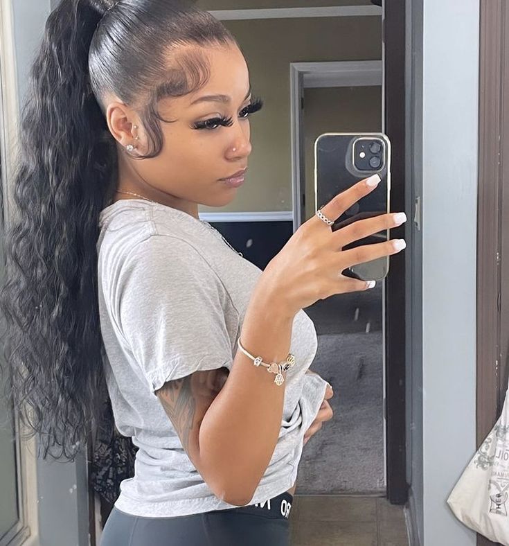 High Ponytail Hairstyles, Weave Ponytail Hairstyles, Sleek Ponytail Hairstyles, Black Ponytail Hairstyles, Birthday Hairstyles, Slick Hairstyles, Dope Hairstyles, Hair Laid, Hair Ponytail Styles