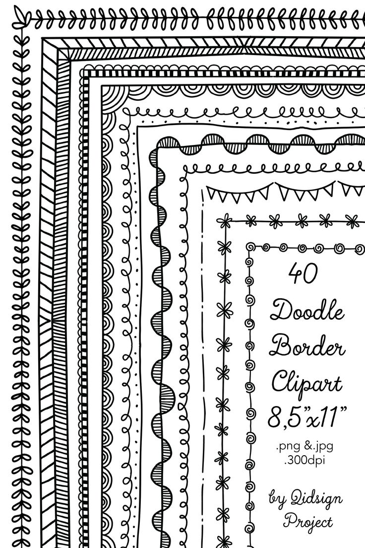 a set of hand drawn doodle border designs