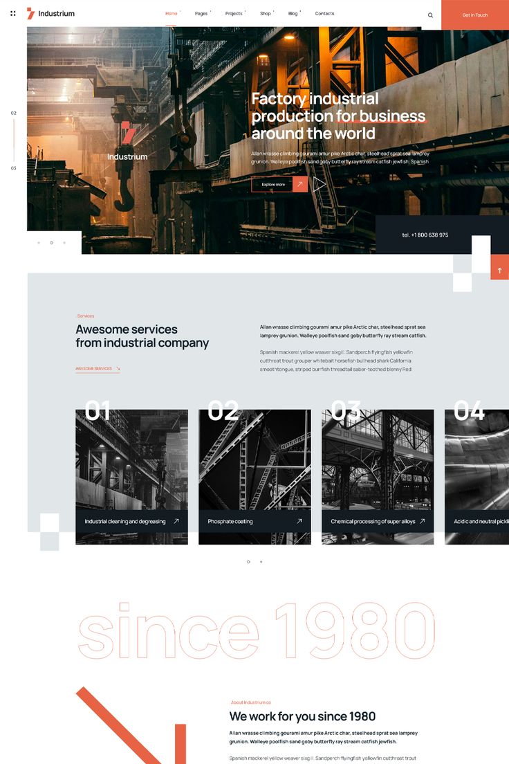 the website design for an industrial company