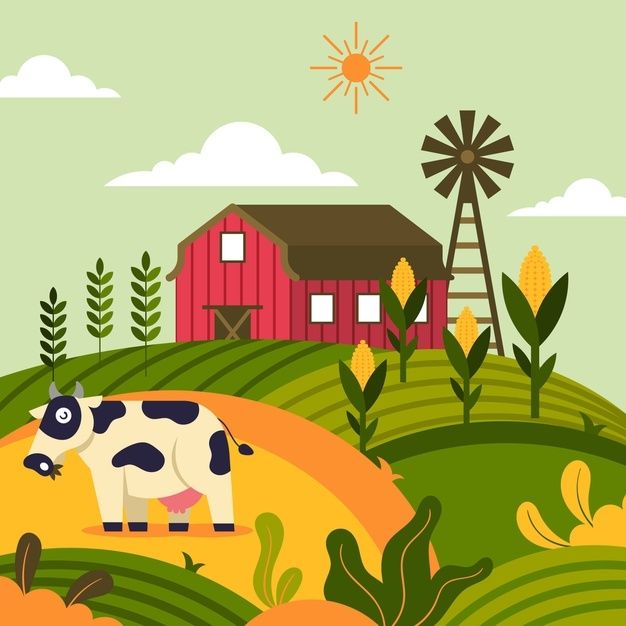 Free Vector | Illustration with organic farm | Farm paintings, Farm art ...