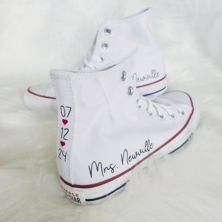 Great gift idea, unique present.  Dance the night way in comfort and fun style.  Please consult size chart in listing photos, Converse do run 1/2 size large so order down.  You will be letting me know what wording, date, etc. you want on the shoes along with the color(s) for the personalization later on in the check out process.  Feel free to contact me with any questions, I answer very quickly! Bride Converse, Converse Embroidery, Floral Converse, 1970s Shoes, Converse 1970s, Couple Birthday, Bridal Converse, Converse Wedding Shoes, Wedding Converse