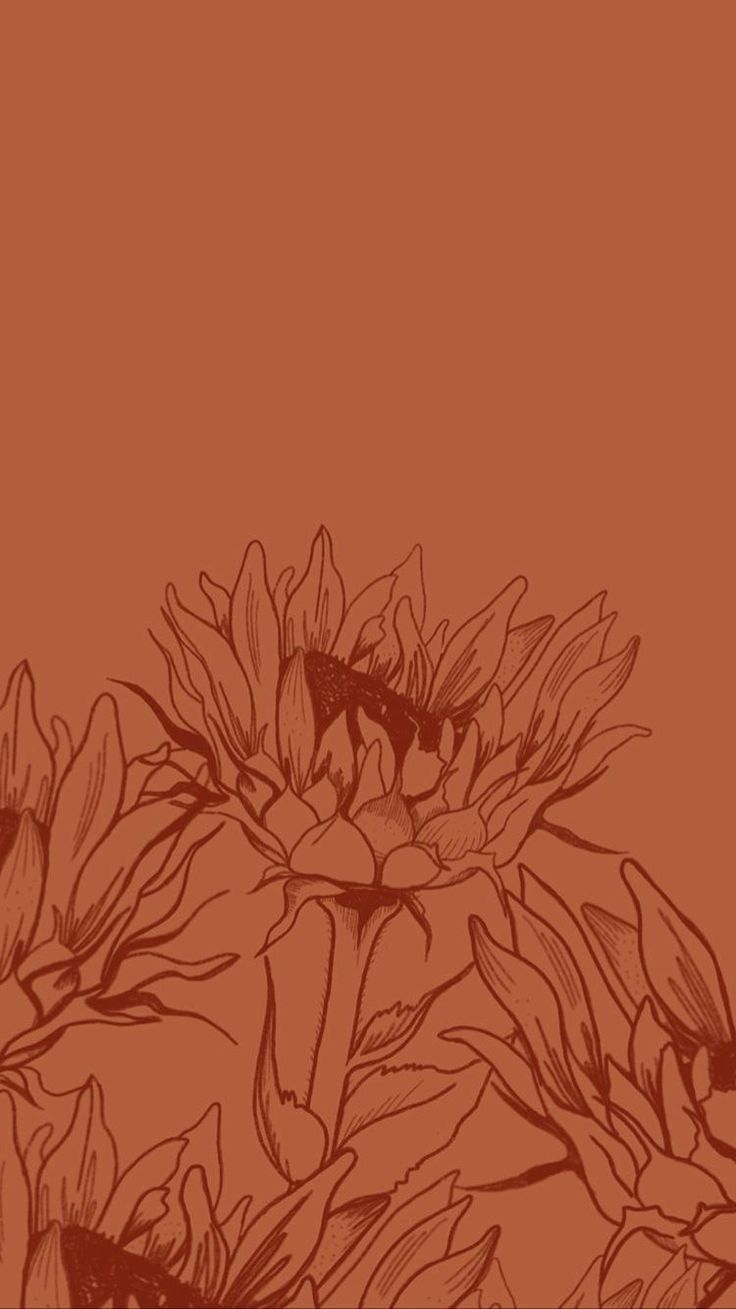 an orange background with some flowers on it