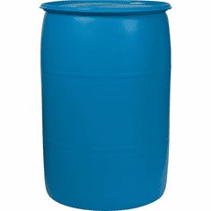 a large blue plastic barrel on a white background