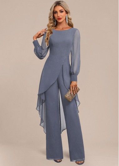 ROTITA Lace Peacock Blue Long V Neck Jumpsuit | Rotita.com - USD $31.98 Bride Pantsuit, Jumpsuit Elegant, Outdoor Pergola, Tankini Set, Long Sleeve Jumpsuit, Style Mistakes, Jumpsuit Fashion, Bottom Clothes, Mother Of The Bride Dresses