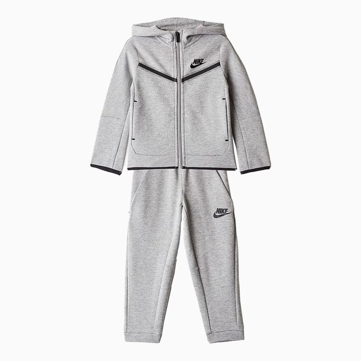 The Nike Sportswear Tech Fleece Set is made with soft, lightweight fleece fabric to help keep little ones warm when temperatures drop. Benefits Nike Tech Fleece fabric offers the ultimate in lightweight warmth. Binding along the cuffs and hem creates a clean, stay-put lo Color: Dark Grey Heather Style: 76H052-042 Toddler Nike Tech, Tech Fleece Outfit, Toddler Nike Outfits, Nike Sets, Tech Outfit, Fleece Outfit, Nike Sportswear Tech Fleece, Kids Sportswear, Toddler Nikes