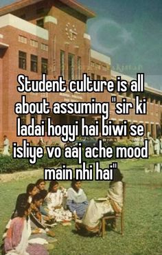 people sitting on the grass in front of a building with text that reads student culture is all about assuming siri