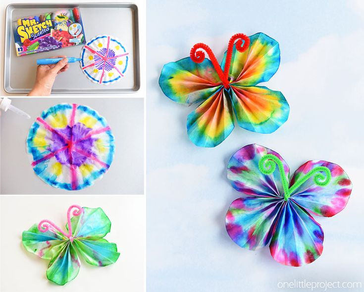 tie - dyed paper butterfly craft for kids to make