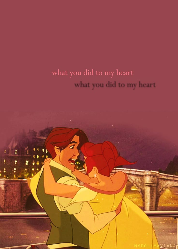 disney and prince hugging in front of a bridge with the words, what you did to my