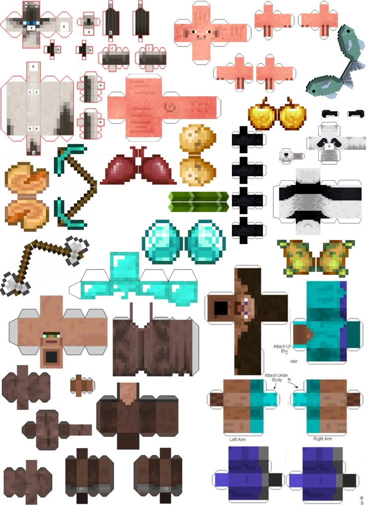 an image of some papercrafts that are made to look like minecraft characters