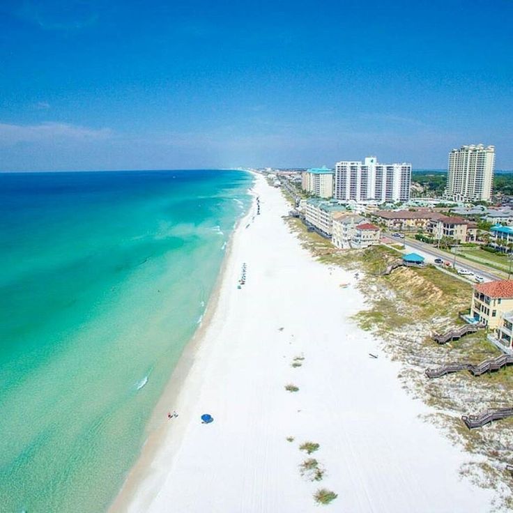 an aerial view of the beach and hotels in destinia, gulf shores area