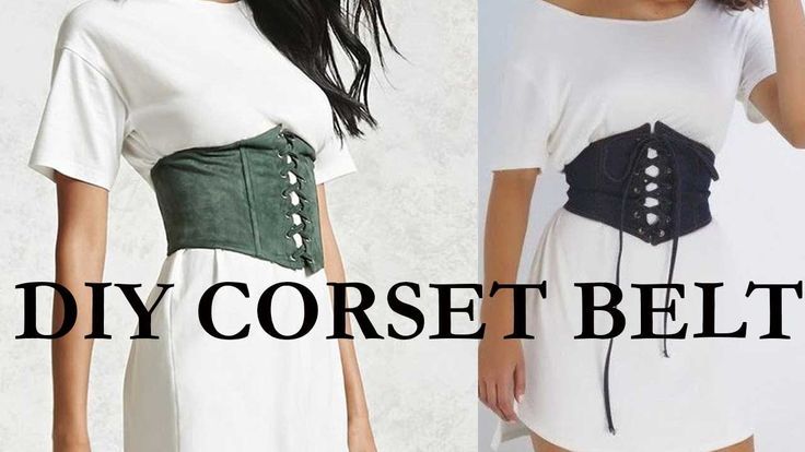 two different dresses with the words diy corset belt