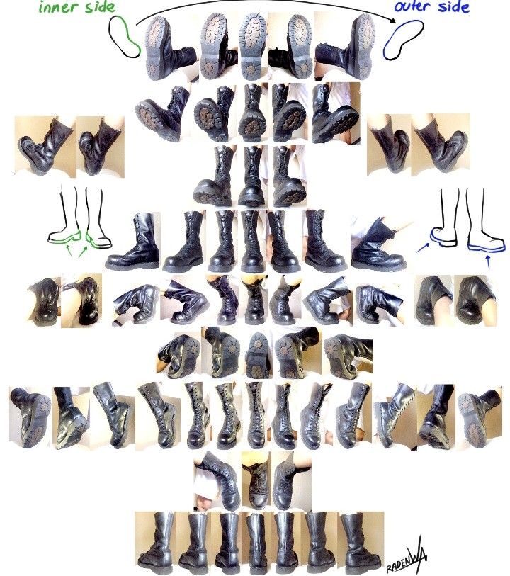 an image of different pairs of shoes that have been made out of leather and rubber