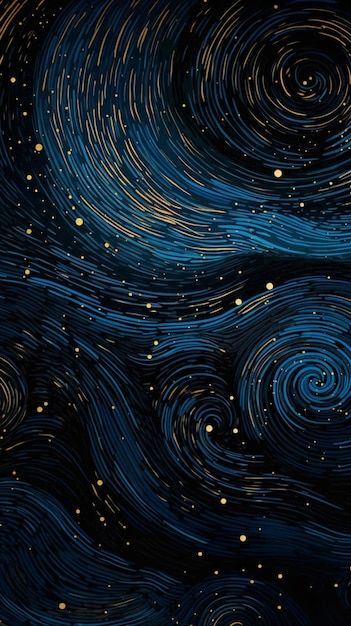 the night sky is filled with stars and swirls