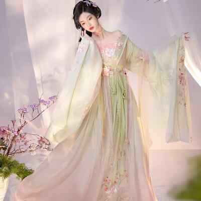 ad eBay - Hanfu Dress Accessory Blue Green Pink Summer Fairy Traditional Chinese Style Set - Buy Now, click the link (eBay) Green Hanfu, Dress With Floral Embroidery, Fairy Cosplay, Chinese Fan, Summer Fairy, Themed Photography, Hanfu Traditional, Dress Traditional, Traditional Beauty