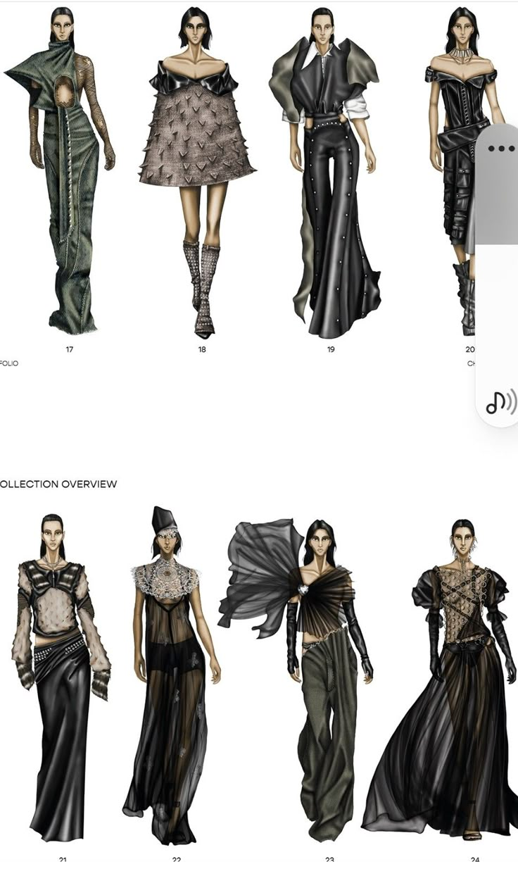 several different types of dresses on display in an advertisement for the new fashion house, which is