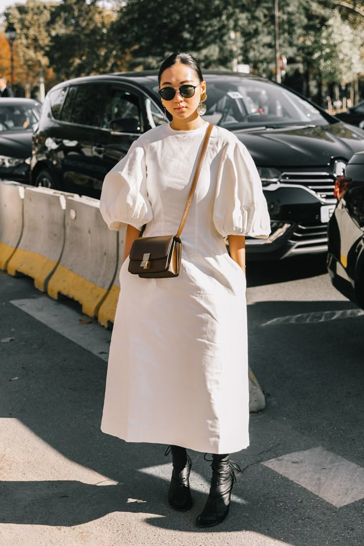 White Dress Street Style, Outfits Timeless, Dress Street Style, Blogger Street Style, Outfit Primavera, Street Style Inspiration, Street Chic, Linen Dress, Dress Fashion