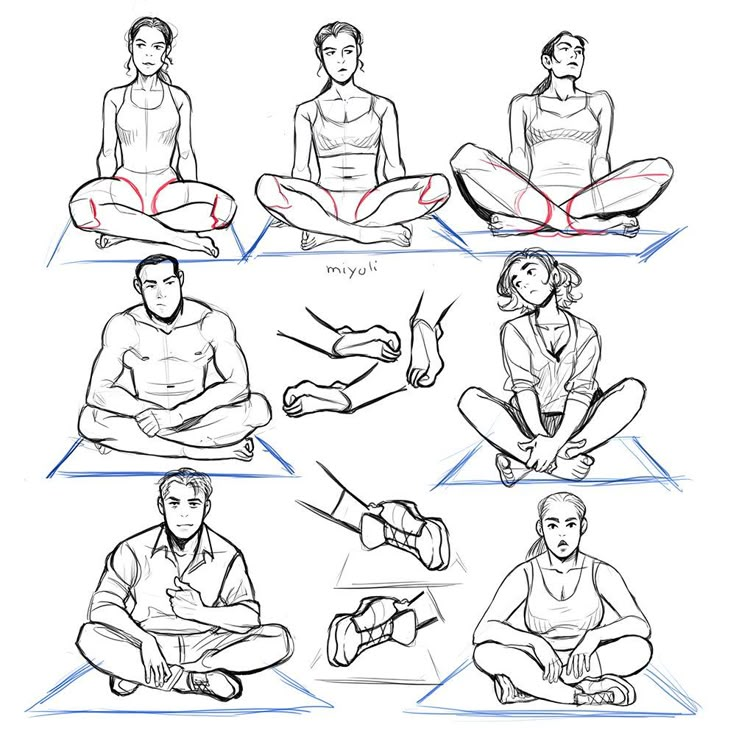 a drawing of people doing yoga poses