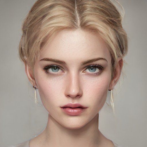 a young woman with blue eyes and blonde hair wearing large gold hoop earrings on her head