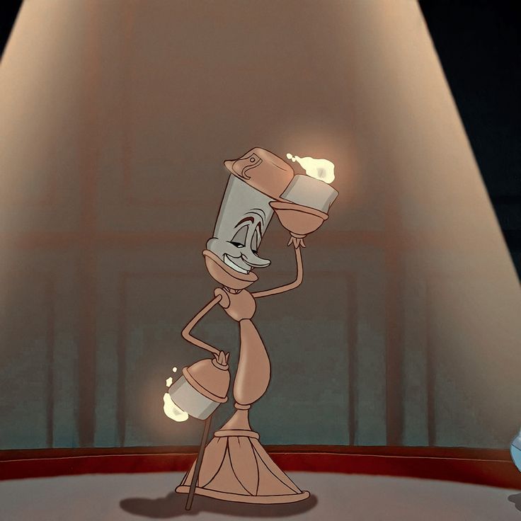 a cartoon character holding a coffee pot in front of a spotlight filled with light bulbs