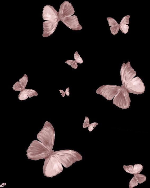 several pink butterflies flying in the air