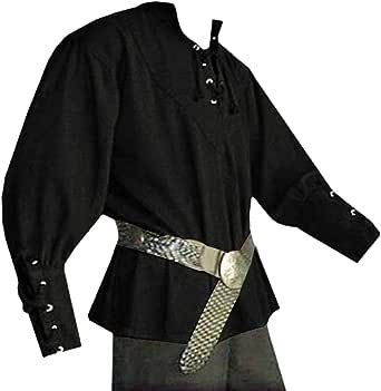 Karlywindow Men's Medieval Lace Up Pirate Shirts Mercenary Scottish Wide Cuff Shirt Halloween Costume Clothing, Lan Wheel of Time or Captain Jack Sparrow style. As an Amazon Associate, I earn from qualifying purchases. Scottish Costume, Medieval Pirate, Men Costumes, Pirate Outfit, Girls Costumes, Women Costumes, Pirate Shirts, Medieval Style, Costume Shirts