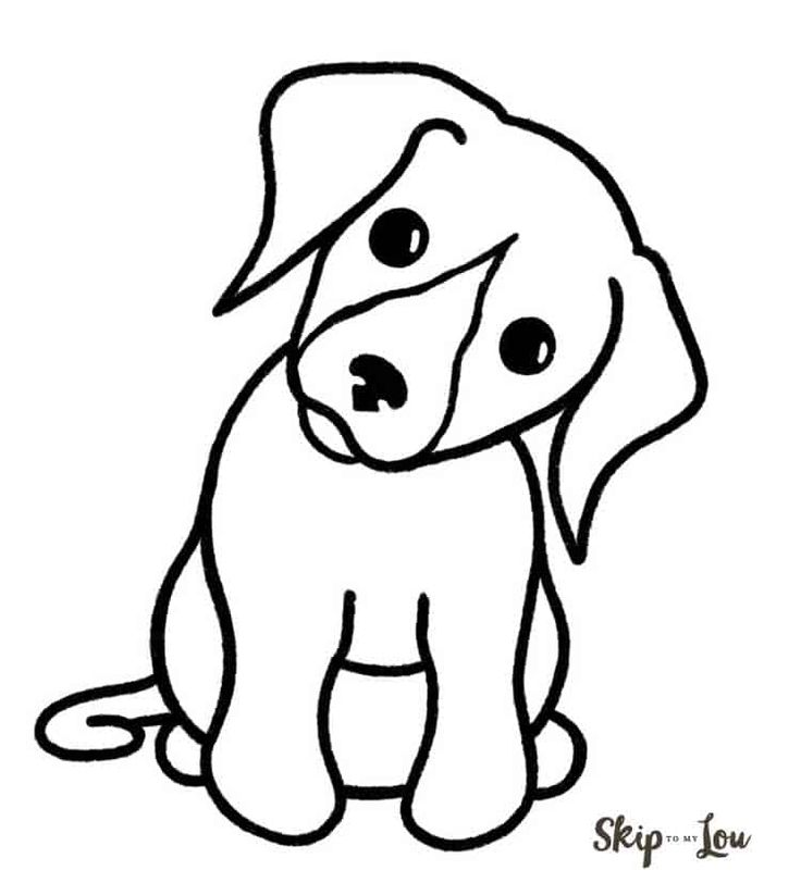 a black and white drawing of a dog