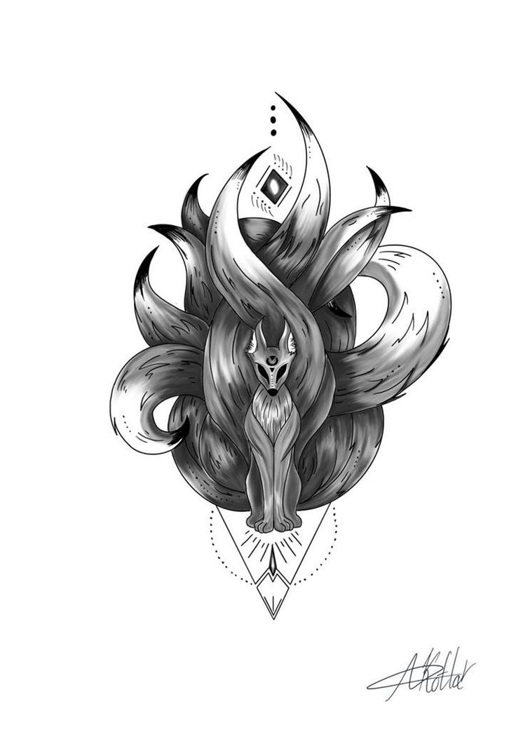 a drawing of a wolf with long hair and an arrow on it's head