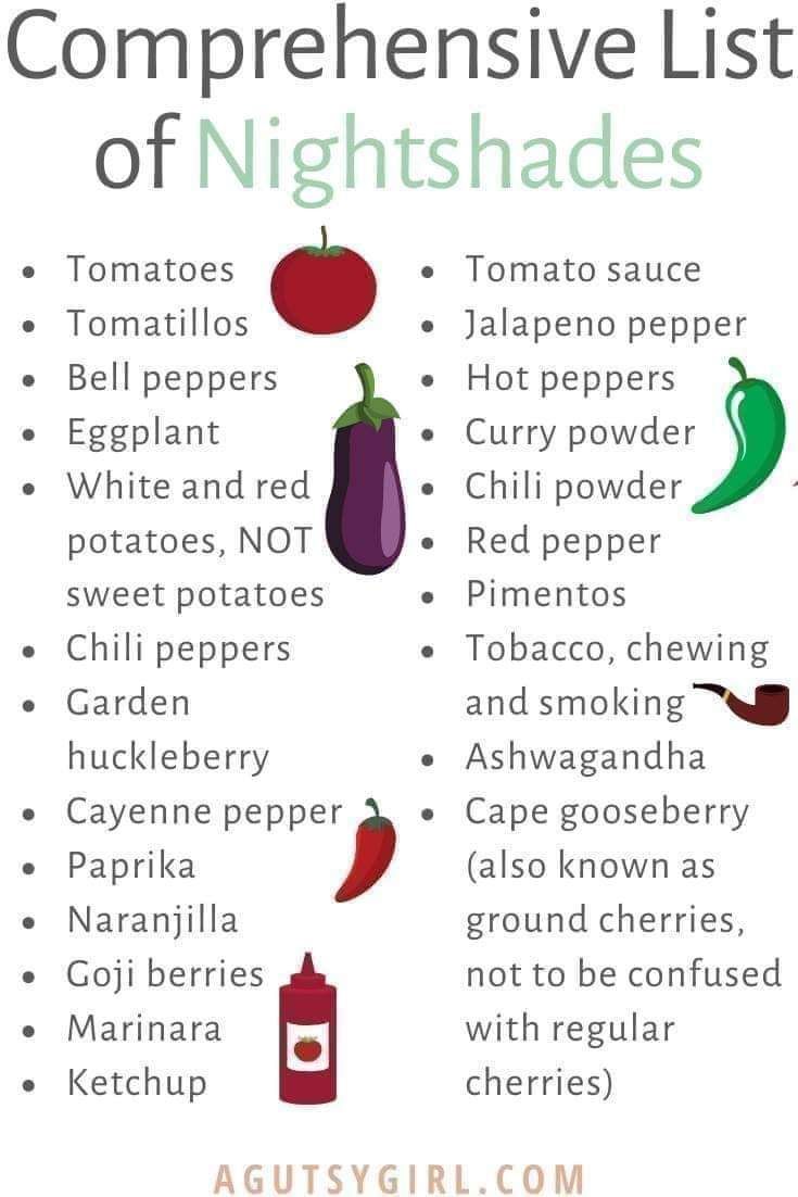 Night Shades List, Aip Diet List, Night Shades And Inflammation, Nightshades List, Autoimmune Diet Recipes, Nightshade Vegetables, Nightshade Free Recipes, Autoimmune Paleo Recipes, Histamine Intolerance