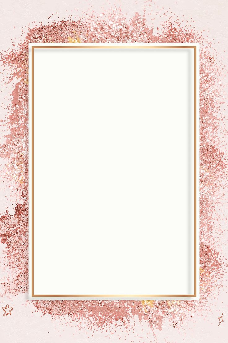 a pink and gold glitter frame on a white background with space for text or image