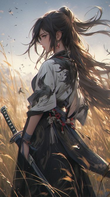 Samurai Maiden Art Ideas Anime, Female Samurai Art, Samurai Drawing, Hijab Anime, Woman Picture, Cartoon Pic, Woman Cartoon, Female Samurai, Female Artwork