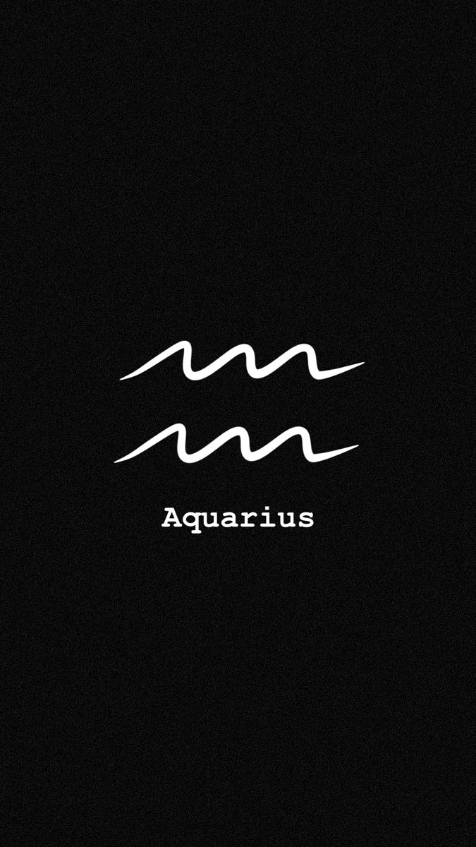 the word aquarius is written in white on a black background with wavy lines above it