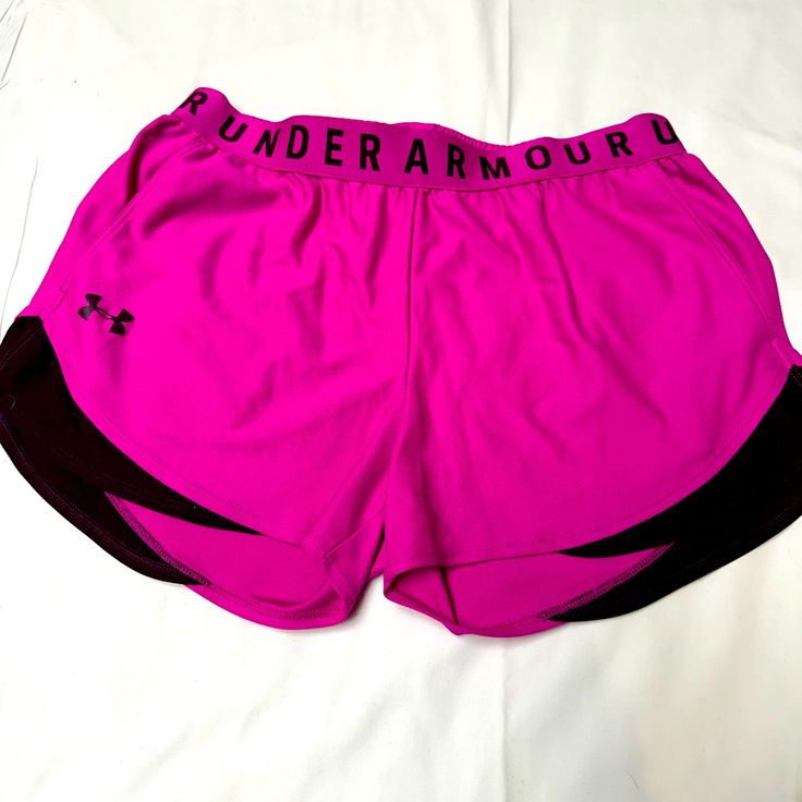 Play Up 3.0 Shorts With Pockets Magenta Color Perfect Condition, Maybe New Without Tags Under Armour Sports Shorts With Built-in Shorts, Under Armour Athletic Shorts With Built-in Shorts For Workout, Under Armour Shorts With Built-in Liner For Gym, Under Armour Sportswear Shorts For Workout, Sporty Under Armour Shorts With Elastic Waistband, Casual Pink Under Armour Bottoms, Under Armour Pink Workout Bottoms, Under Armour Gym Shorts With Built-in Liner, Under Armour Moisture-wicking Summer Shorts