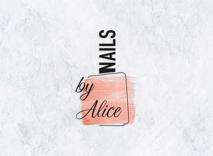 the words nails by alice written on a marble surface with pink and black ink in it