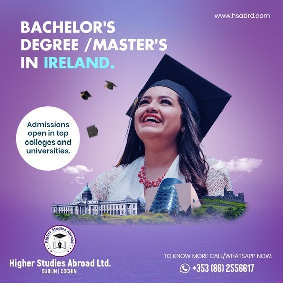 an advertisement for bachelors in ireland with a woman wearing a graduation cap and gown