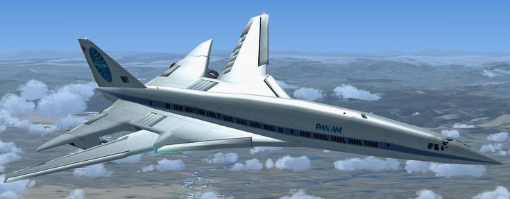 an artist's rendering of a large passenger jet flying over the clouds and land