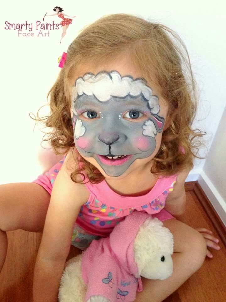 Lamb face paint Face Painting Farm Animals Easy, Farm Animals Face Painting, Farm Face Painting Ideas, Farm Face Painting, Lamb Face Paint, Face Painting Farm Animals, Farm Face Paint, Farm Animal Face Paint, Sheep Face Paint